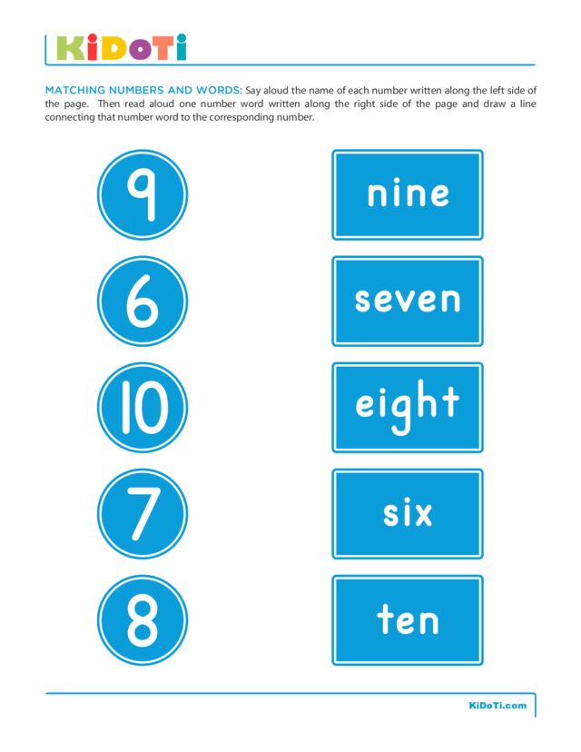 Matching Numbers and Words 3