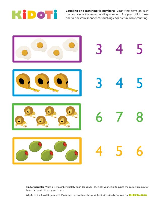 Counting and Matching to Numbers 4