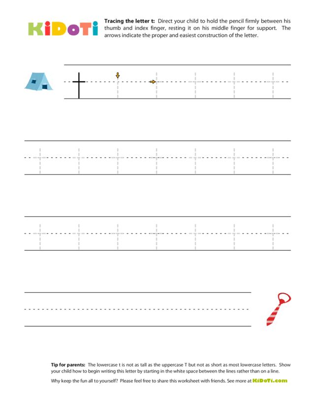 Tracing Lowercase t