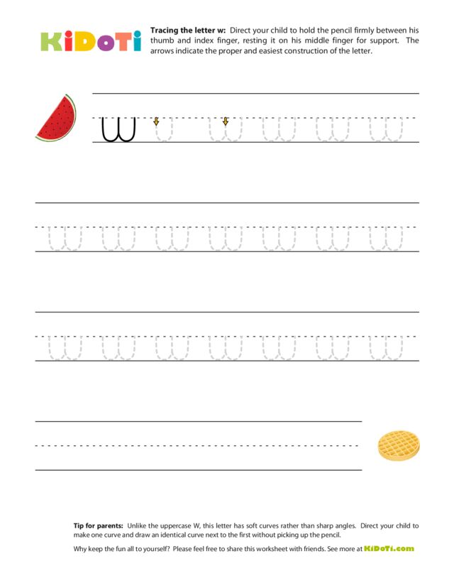 Tracing Lowercase w