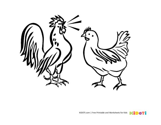 Chickens coloring page