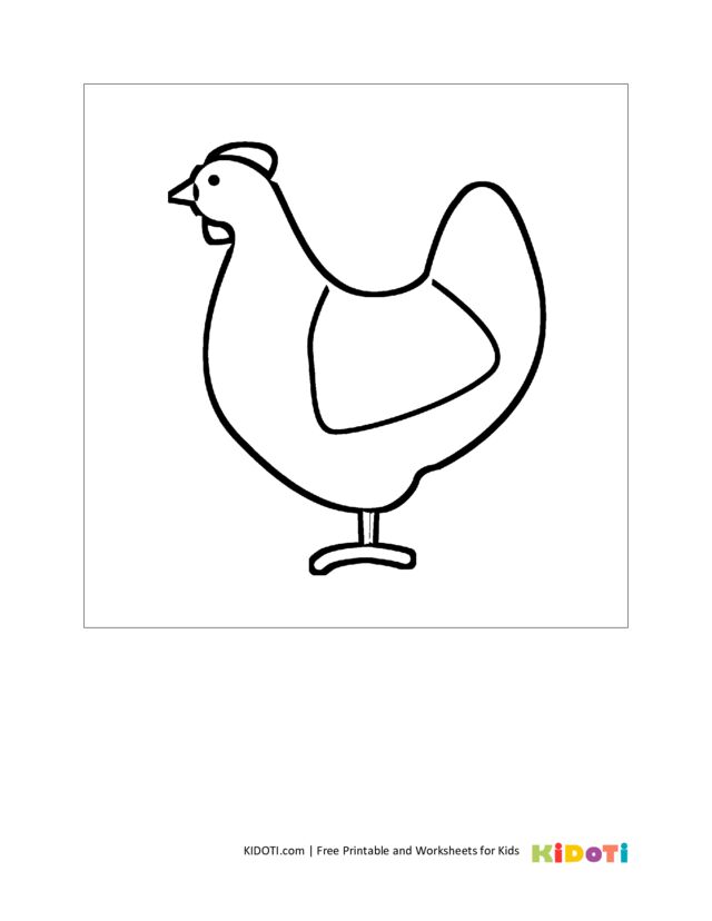 Simple chicken coloring pages